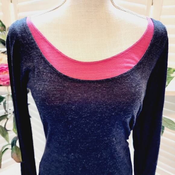 DIANE VON FURSTENBERG CREW NECK PINK/BLACK LAYERED BLOUSE SIZE MED - Picture 2 of 5